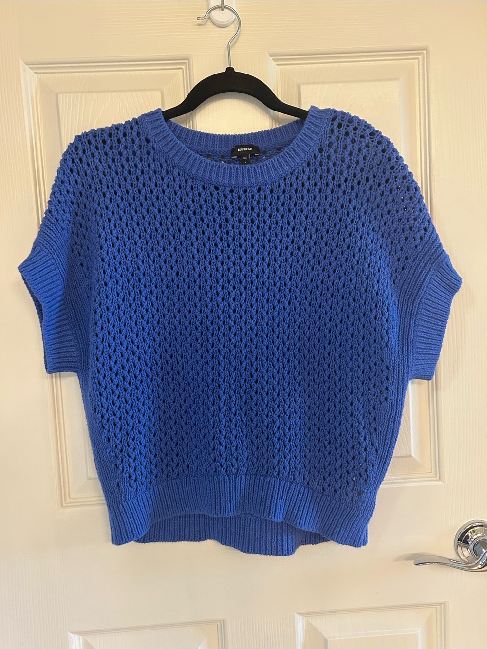 Express Cobalt Blue Open-Knit Short Sleeve Sweater (Bin A2-059)